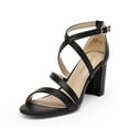 thumbnail image 1 of BURUDANI Women’s Ankle Strap Dress Pump Low Chunky Heel Sandals Wide Shoes, 1 of 5