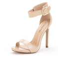 thumbnail image 1 of BURUDANI Women's Ankle Strap Open Toe Stilettos High Heel Sandals Party Dress Nude/Pat Size 10, 1 of 4
