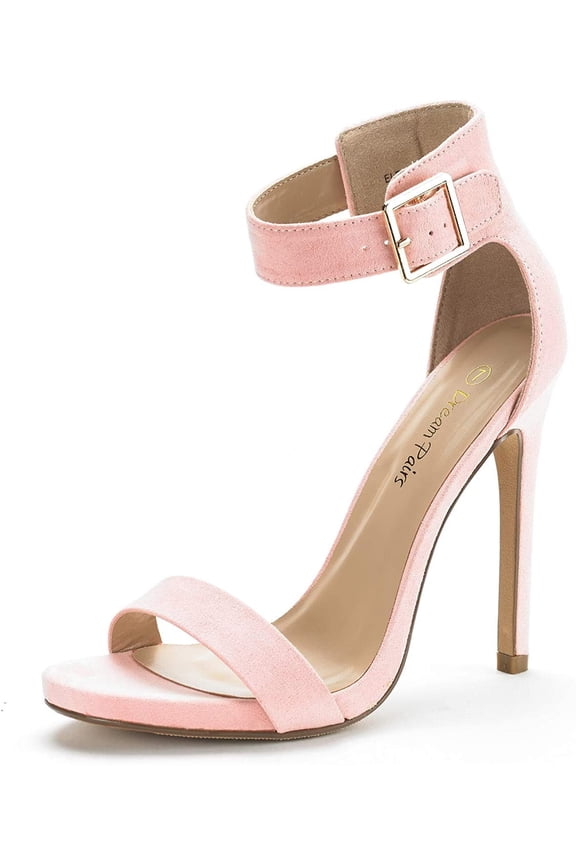 Women's Ankle Strap Open Toe Stilettos High Heel Sandals Party Dress Pink/Suede Size 6