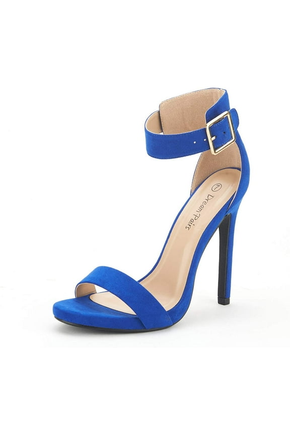 Women's Ankle Strap Open Toe Stilettos High Heel Sandals Party Dress Royal/Blue Size 6