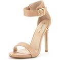 thumbnail image 1 of BURUDANI Women's Ankle Strap Open Toe Stilettos High Heel Sandals Party Dress Taupe/Pu Size 10, 1 of 4