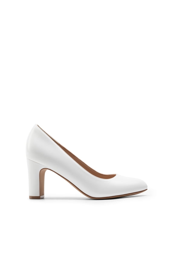 Women's Block Heels Closed Toe High Chunky Rounded Toe Pumps Comfortable Slip On Work Shoes