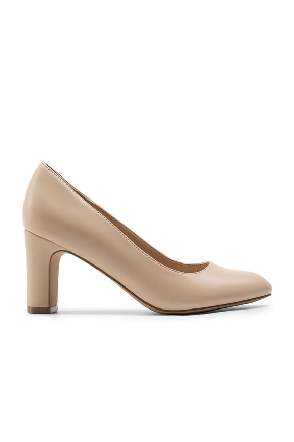 Women's Block Heels Closed Toe High Chunky Rounded Toe Pumps Comfortable Slip On Work Shoes