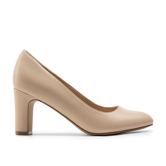 BURUDANI Women's Block Heels Closed Toe High Chunky Rounded Toe Pumps Comfortable Slip On Work Shoes
