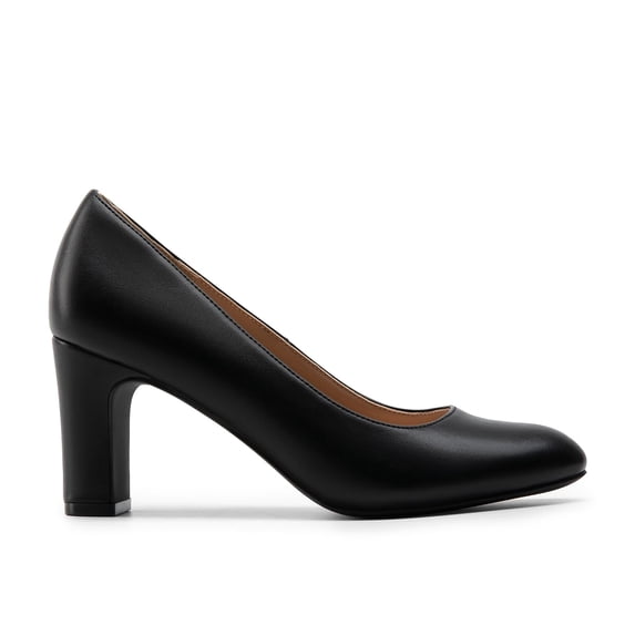 BURUDANI Women's Block Heels Closed Toe High Chunky Rounded Toe Pumps Comfortable Slip On Work Shoes