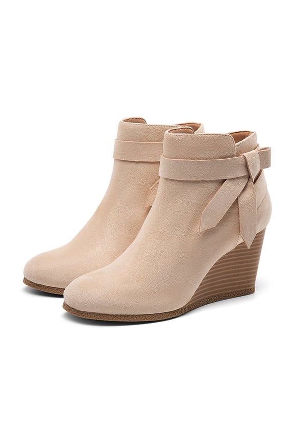 Women's Bowknot Wedge Heel Ankle Booties