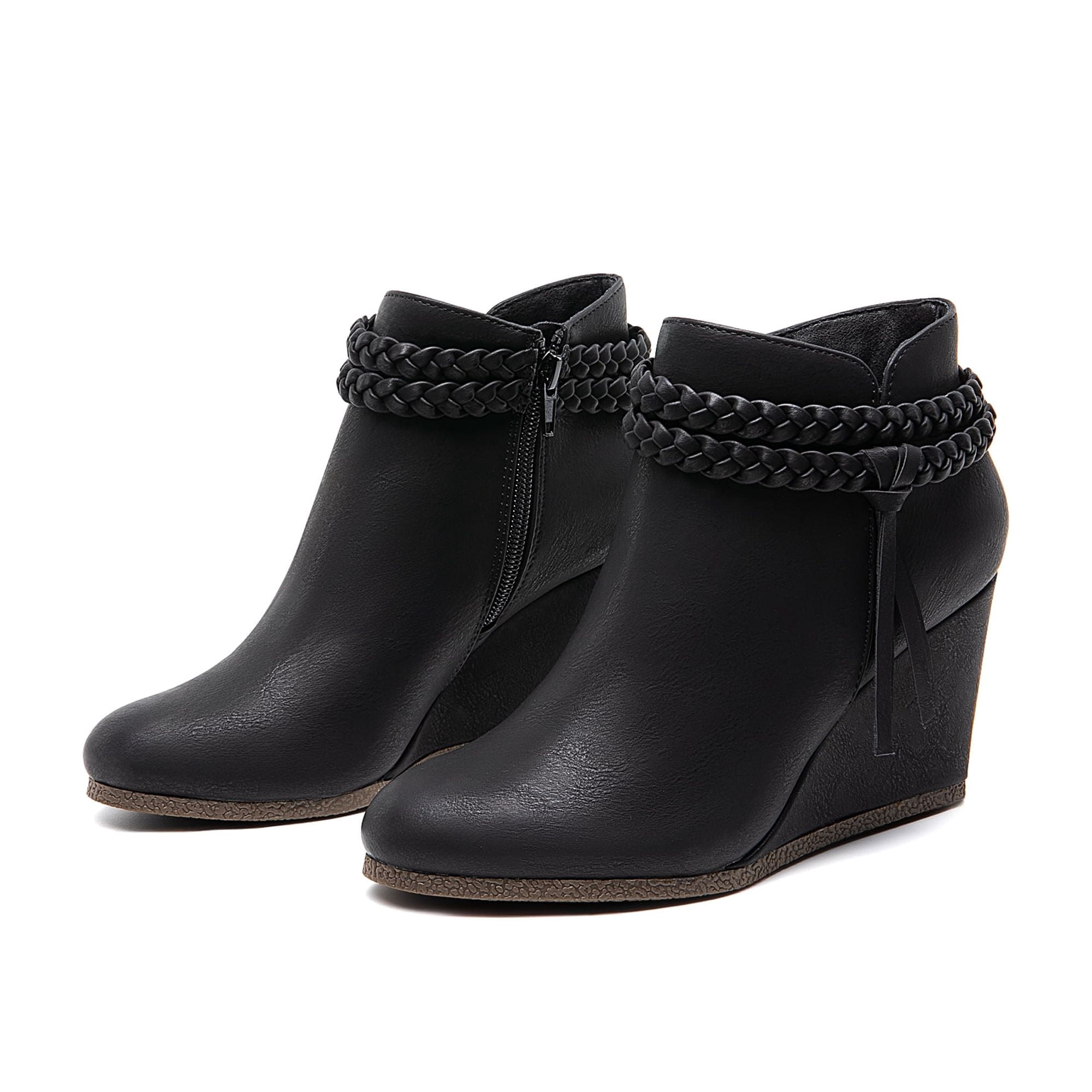 BURUDANI Women's Braided Wedge Ankle Boots - Walmart.com