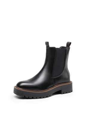 Women’s Chelsea Ankle Boots Square Toe, Low Heel, Lug Sole Platform Booties