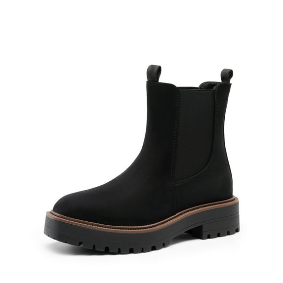 BURUDANI Women’s Chelsea Ankle Boots Square Toe, Low Heel, Lug Sole Platform Booties