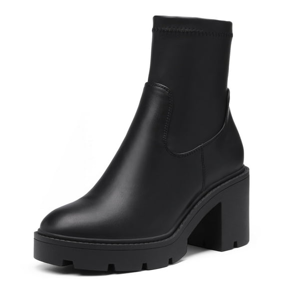 BURUDANI Women’s Chelsea Platform Ankle Boots Chunky Heel Elastic Side Lug Sole