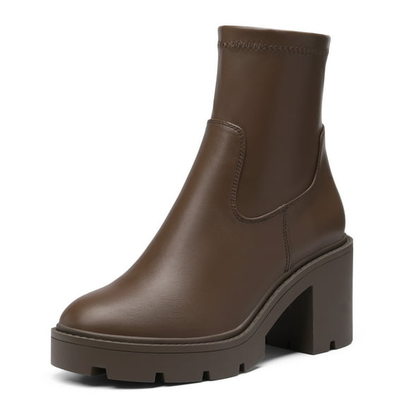 BURUDANI Women’s Chelsea Platform Ankle Boots Chunky Heel Elastic Side Lug Sole