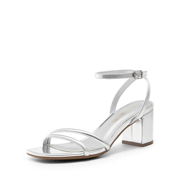 BURUDANI Women's Chunky Block Strappy Heels Square Open Toe Ankle Strap Comfortable Wedding Party Dressy Low Heeled Sandals Shoes