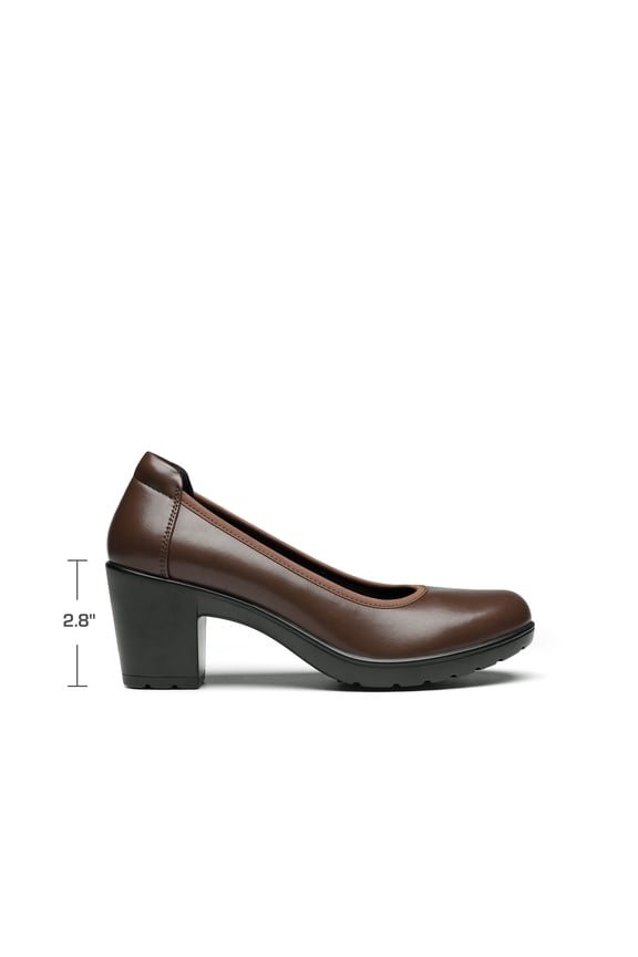 Women's Chunky Closed Toe Low Block Heels Work Pumps Comfortable Round Toe Dress Wedding Shoes WIDE SHOES