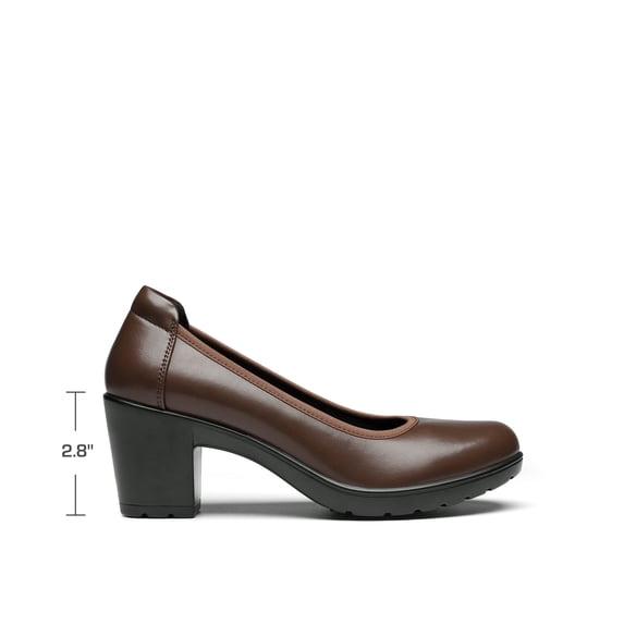 BURUDANI Women's Chunky Closed Toe Low Block Heels Work Pumps Comfortable Round Toe Dress Wedding Shoes WIDE SHOES