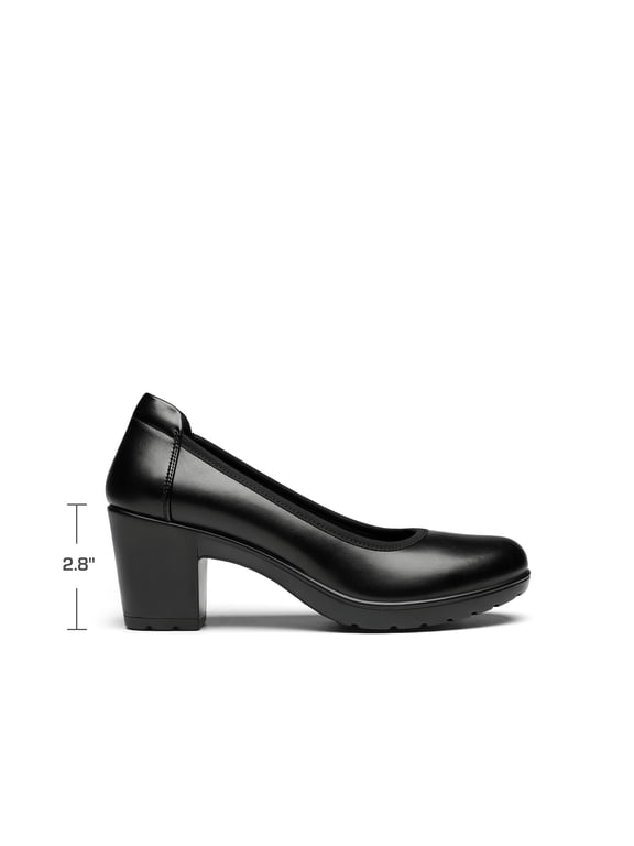 Women's Chunky Closed Toe Low Block Heels Work Pumps Comfortable Round Toe Dress Wedding Shoes WIDE SHOES