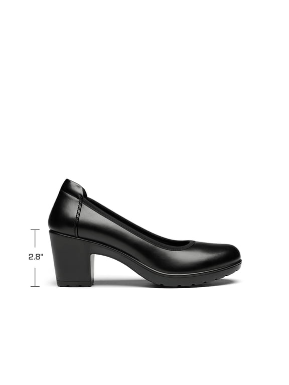 Women's Chunky Closed Toe Low Block Heels Work Pumps Comfortable Round Toe Dress Wedding Shoes WIDE SHOES