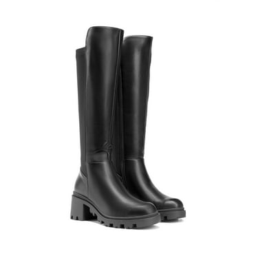 BURUDANI Women's Chunky Heel Knee-High Boots