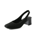 thumbnail image 1 of BURUDANI Women's Chunky Heels Square Toe Work Pumps Comfortable Slingback Knitted Closed Toe Dress Wedding Shoes, 1 of 6