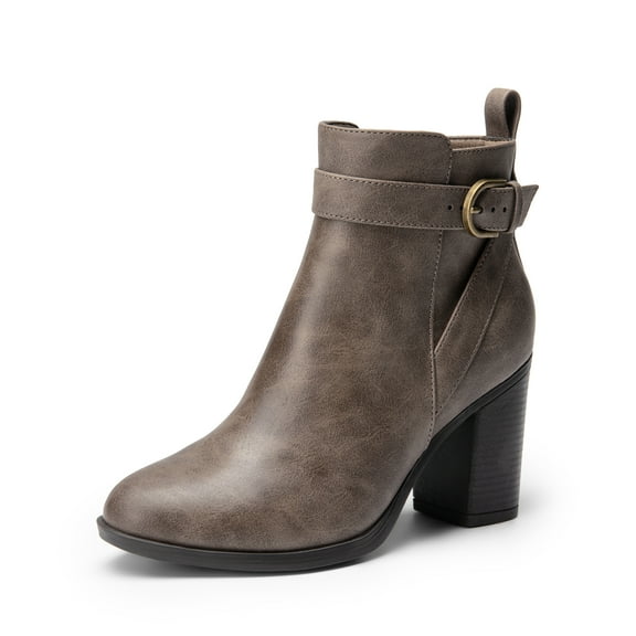 BURUDANI Women’s Chunky High-Heel Ankle Boots Round Toe, Fall Short Booties