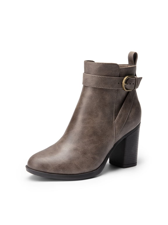 Women’s Chunky High-Heel Ankle Boots Round Toe, Fall Short Booties