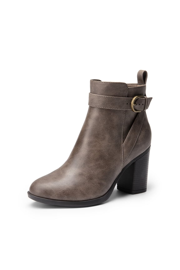 Women’s Chunky High-Heel Ankle Boots Round Toe, Fall Short Booties