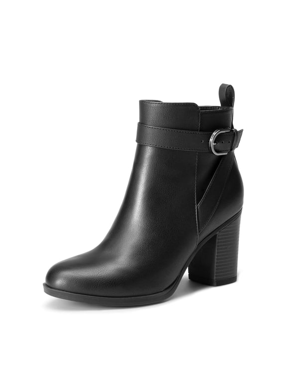 Women’s Chunky High-Heel Ankle Boots Round Toe, Fall Short Booties