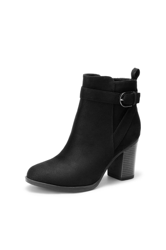 Women’s Chunky High-Heel Ankle Boots Round Toe, Fall Short Booties