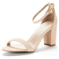 thumbnail image 1 of BURUDANI Women's Chunky High Heel Sandals Ankle Strap Open Toe Dress Shoes NUDE/NUBUCK Size 6.5, 1 of 7