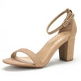 thumbnail image 1 of BURUDANI Women's Chunky High Heel Sandals Ankle Strap Open Toe Dress Shoes NUDE/SUEDE Size 8, 1 of 6