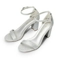 thumbnail image 1 of BURUDANI Women's Chunky High Heel Sandals Ankle Strap Open Toe Dress Shoes SILVER/GLITTER Size 11, 1 of 7
