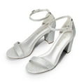 thumbnail image 1 of BURUDANI Women's Chunky High Heel Sandals Ankle Strap Open Toe Dress Shoes SILVER/GLITTER Size 8, 1 of 6