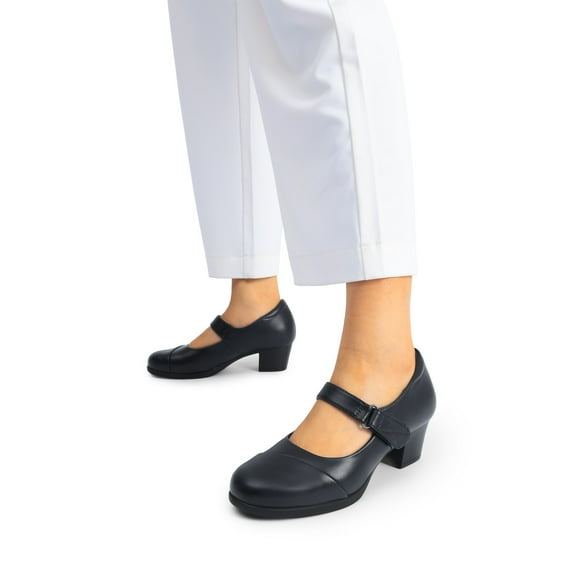 BURUDANI Women's Chunky Low Block Closed Toe Heels Mary Janes Pumps Comfortable Round Toe Dress Work Wedding Shoes
