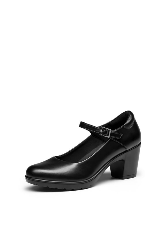 Women's Chunky Low Block Heels Mary Jane Closed Toe Work Pumps Comfortable Round Toe Dress Wedding Shoes Wide Shoes