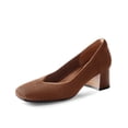 thumbnail image 1 of BURUDANI Women's Chunky Low Block Heels Square Toe Work Pumps Comfortable Knitted Closed Toe Dress Wedding Shoes, 1 of 5