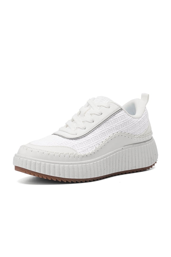 Women’s Chunky Platform Sneakers Tweed Casual Fashion Comfort Shoes