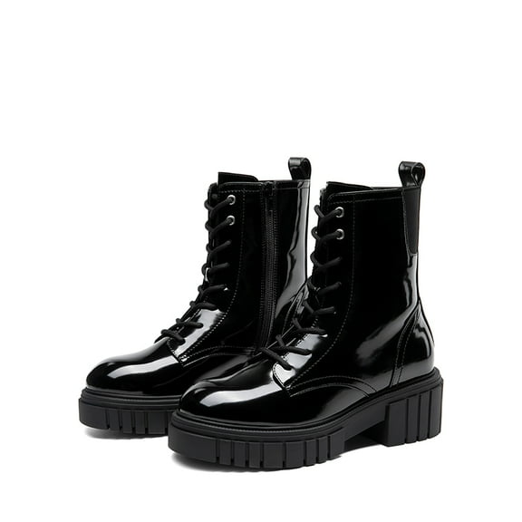 BURUDANI Women's Chunky Sole Lace-Up Combat Boots