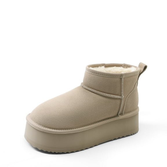 BURUDANI Women’s Chunky Sole Snow Boots Warm Faux Fur Lined Winter Boots