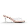 thumbnail image 1 of BURUDANI Women’s Clear Heels Square Toe High Stiletto Mules Slip on Wedding Dress Sandals, 1 of 4