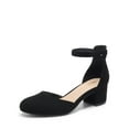 thumbnail image 1 of BURUDANI Women's Closed Round Toe Low Block Heels Ankle Strap Chunky Heel Pumps Dress Wedding Office Party Shoes, 1 of 5