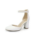 thumbnail image 1 of BURUDANI Women's Closed Toe Chunky Heels Ankle Strap Low Block Heels Round Toe Dress Bridal Wedding Pumps Shoes, 1 of 6