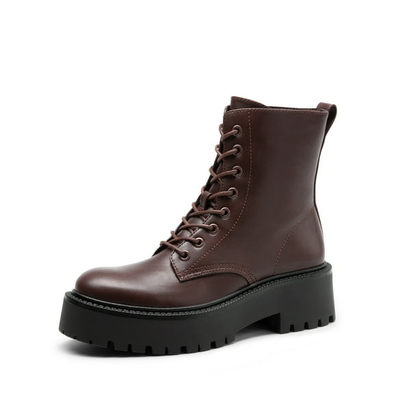 BURUDANI Women’s Combat Ankle Boots Lace-Up Platform Lug Sole Booties