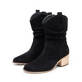 thumbnail image 1 of BURUDANI Women's Cowgirl Boots Mid Calf Western Cowboy Boots Round toe Chunky Heel Ankle Boots Black-Suede Size6.5, 1 of 8