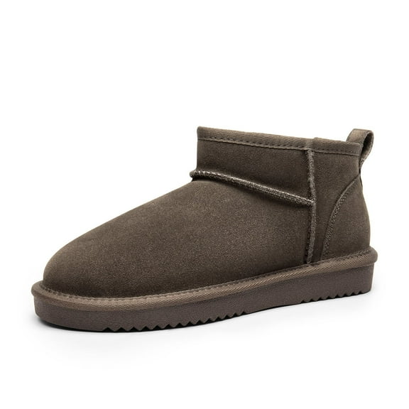 BURUDANI Women’s FuzzyClassic Ankle Winter Mini Boots Genuine Suede Water-Resistant Warm Snow Booties with Faux-Fur Lining Memory-Foam Comfort & Slip-On Ease