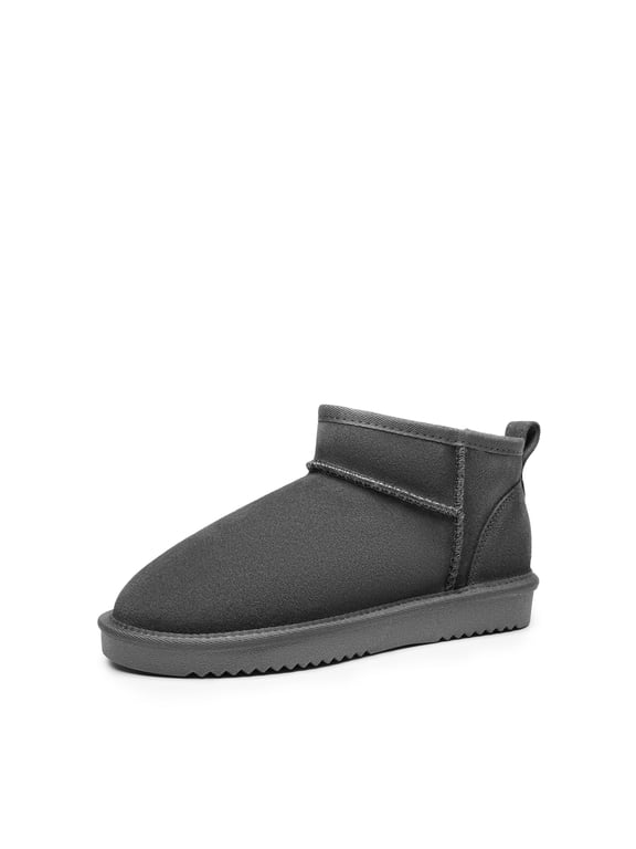 Women’s FuzzyClassic Ankle Winter Mini Boots Genuine Suede Water-Resistant Warm Snow Booties with Lining Memory-Foam Comfort & Slip-On Ease