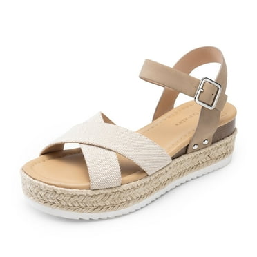 Dream Pairs Women's Cross Strap Espadrille Platform Sandals 鈥?Chic Summer Style