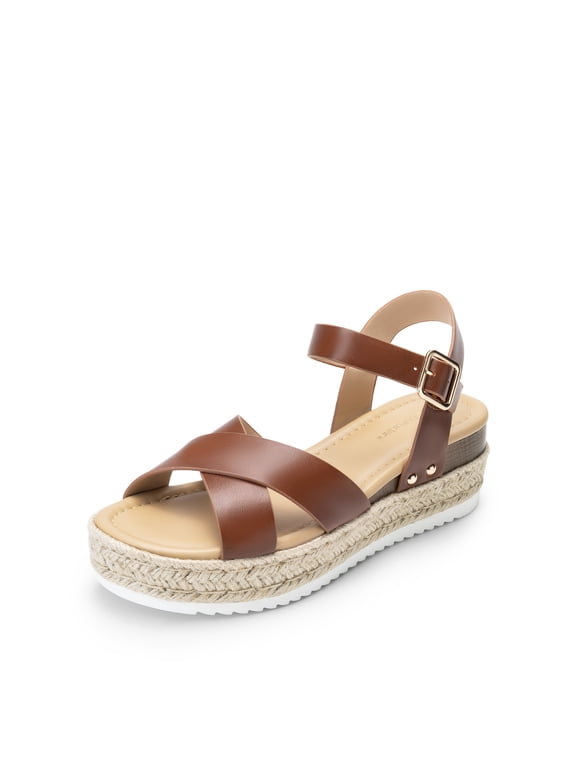 Women's Cross Strap Espadrille Platform Sandals 鈥?Chic Summer Style
