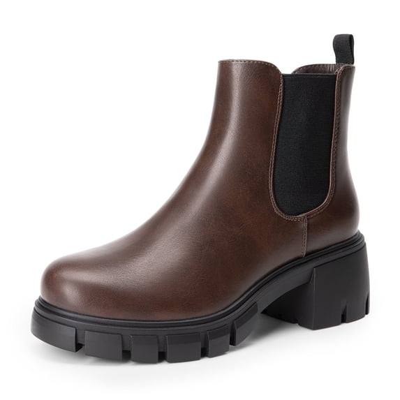 BURUDANI Women’s Elastic Chelsea Ankle Boots Platform Low Chunky Heel Lug Sole Heeled Booties