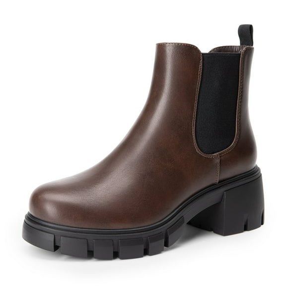 BURUDANI Women’s Elastic Chelsea Ankle Boots Platform Low Chunky Heel Lug Sole Heeled Booties