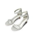 thumbnail image 1 of BURUDANI Women's Fashion Ankle Strap Stilettos Low Heel Open Toe Sandals Party Dress Shoes SILVER/GLITTER Size 5.5, 1 of 6