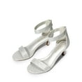thumbnail image 1 of BURUDANI Women's Fashion Ankle Strap Stilettos Low Heel Open Toe Sandals Party Dress Shoes SILVER/GLITTER Size 6, 1 of 6